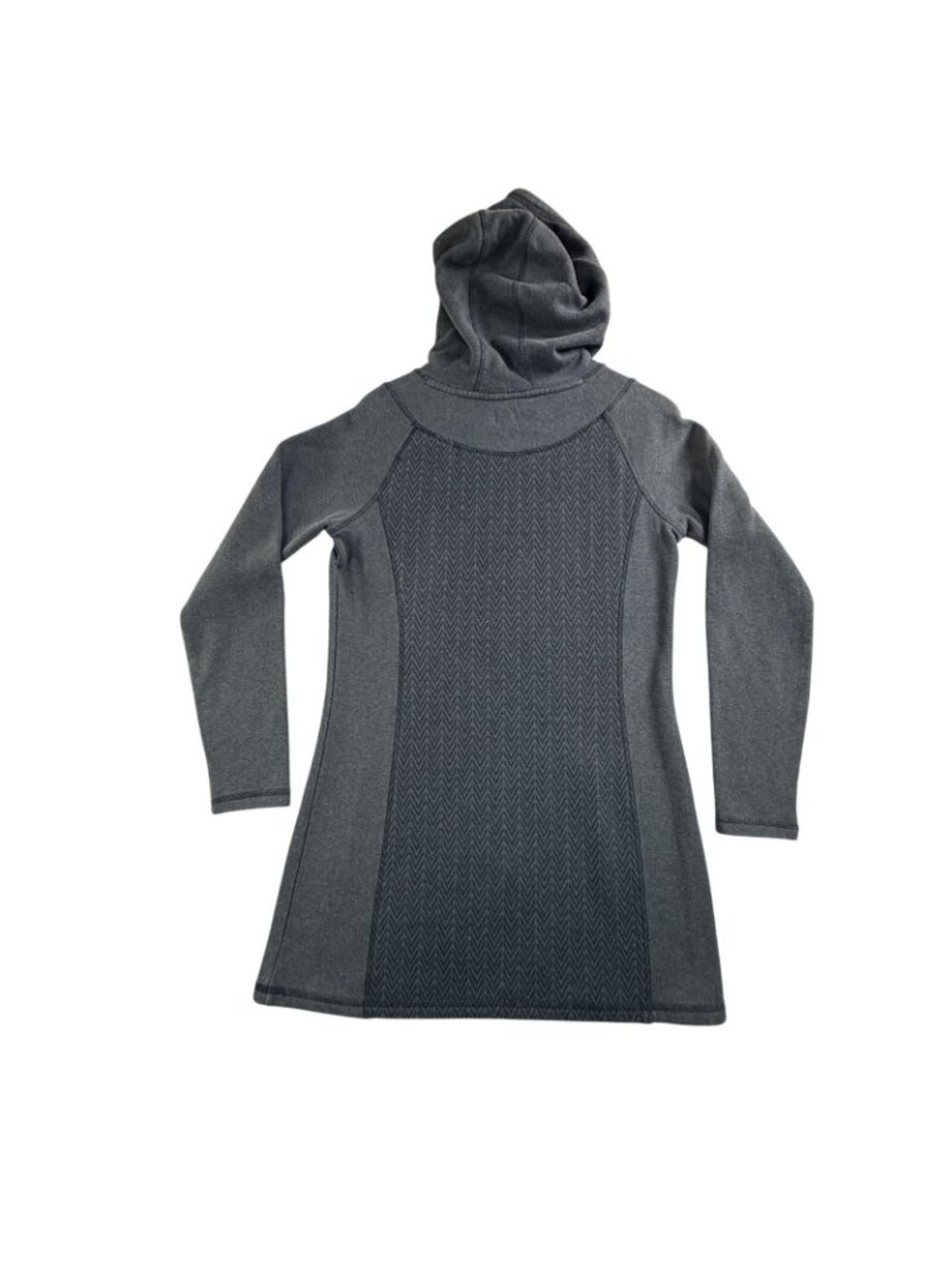 PrAna Hoodie Mens Medium Blue Herringbone Tunic High Neck Pullover Knit Pockets - Picture 2 of 12